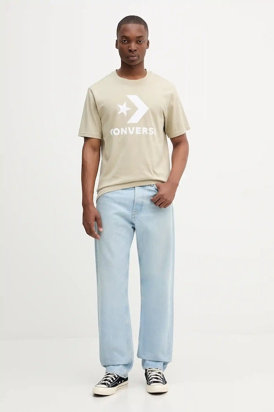 Converse t-shirt bawełniany beżowy 10025458.A45