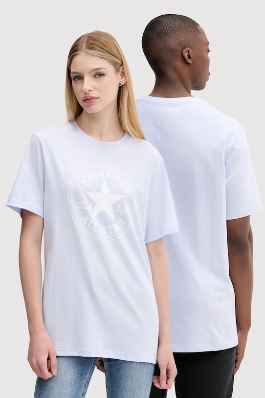 Bavlnené tričko Converse potlač modrá 10025459.A37