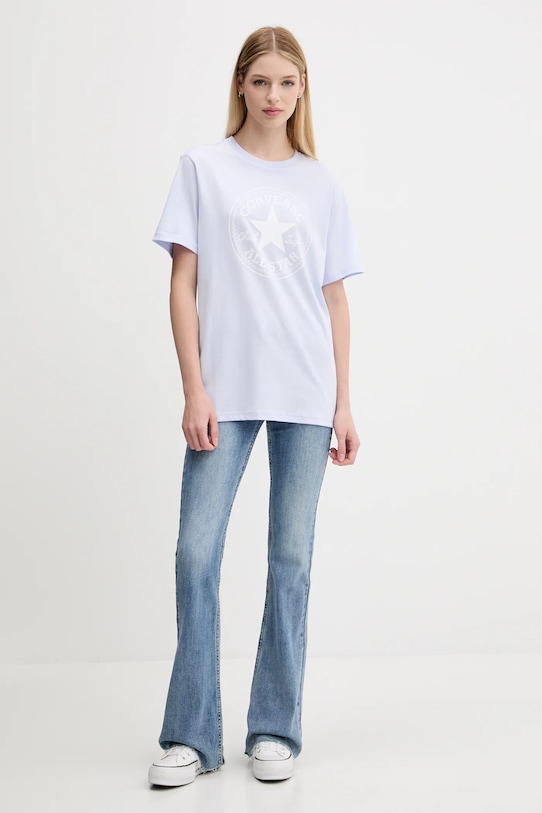 Bavlnené tričko Converse modrá 10025459.A37