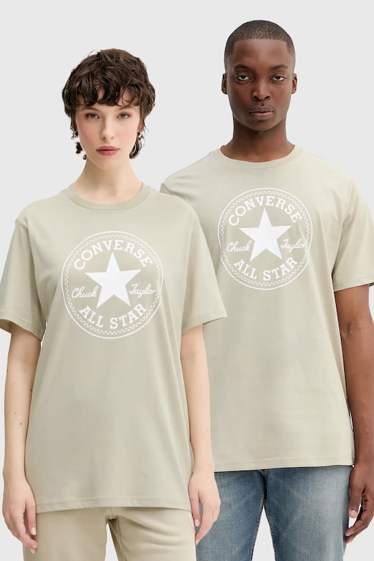 Pamučna majica Converse print bež 10025459.A36