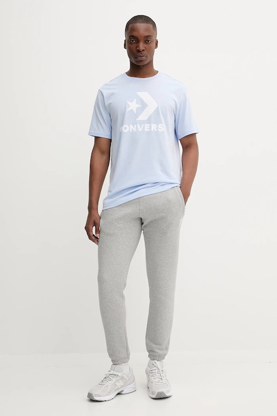 Βαμβακερό μπλουζάκι Converse 10025458.A42 μπλε SS25