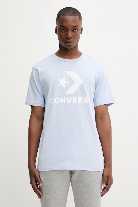 Βαμβακερό μπλουζάκι Converse μπλε 10025458.A42