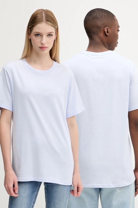 Βαμβακερό μπλουζάκι Converse βαμβάκι μπλε 10023876.A48