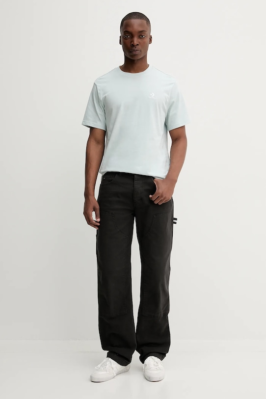 Βαμβακερό μπλουζάκι Converse 10023876.A50 τιρκουάζ SS25