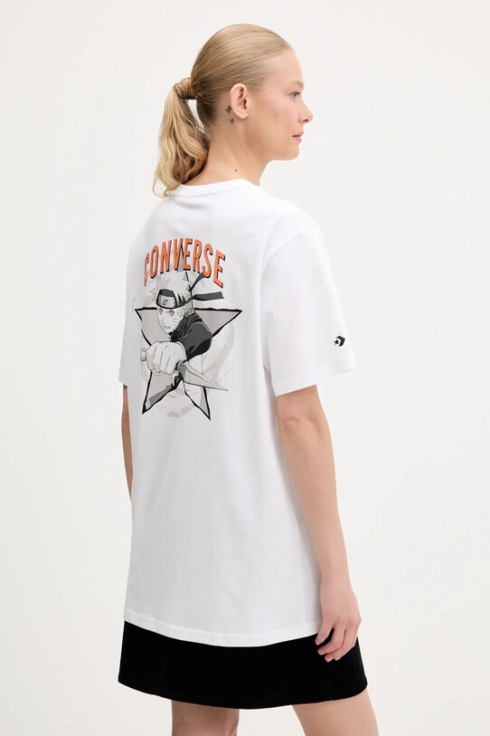 Converse tricou din bumbac Converse x NARUTO 10028746.A01 alb