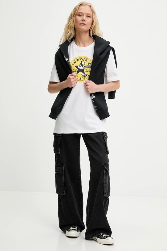 Odzież Converse t-shirt bawełniany Converse x Tom & Jerry 10028754.A01 biały