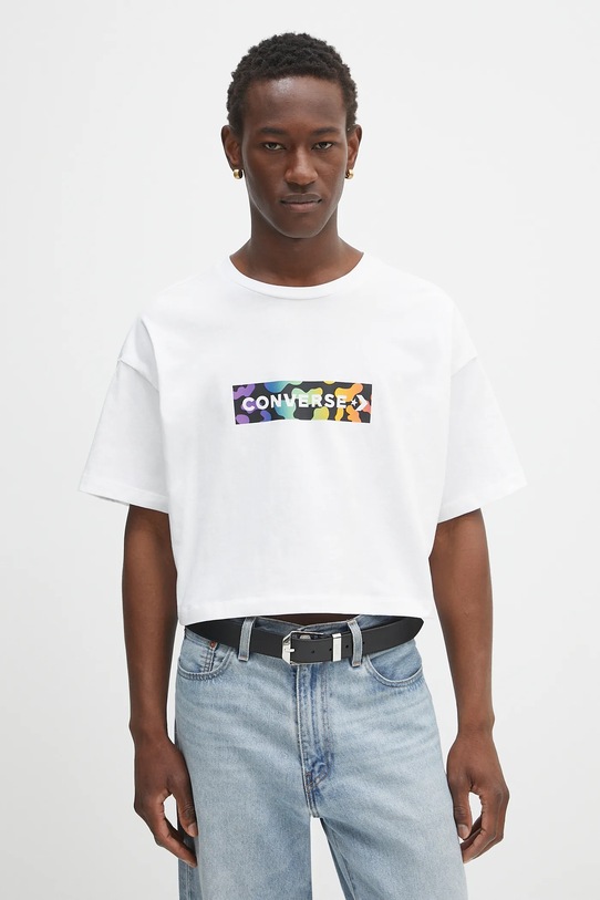 Converse t-shirt bawełniany 10028588.A01 biały SS25