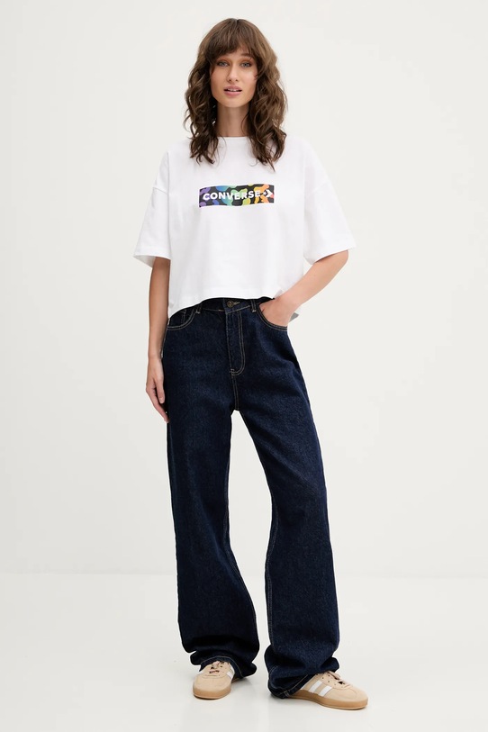 Converse t-shirt bawełniany 10028588.A01 biały