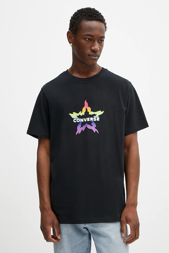 Converse t-shirt bawełniany 10028587.A01 czarny SS25