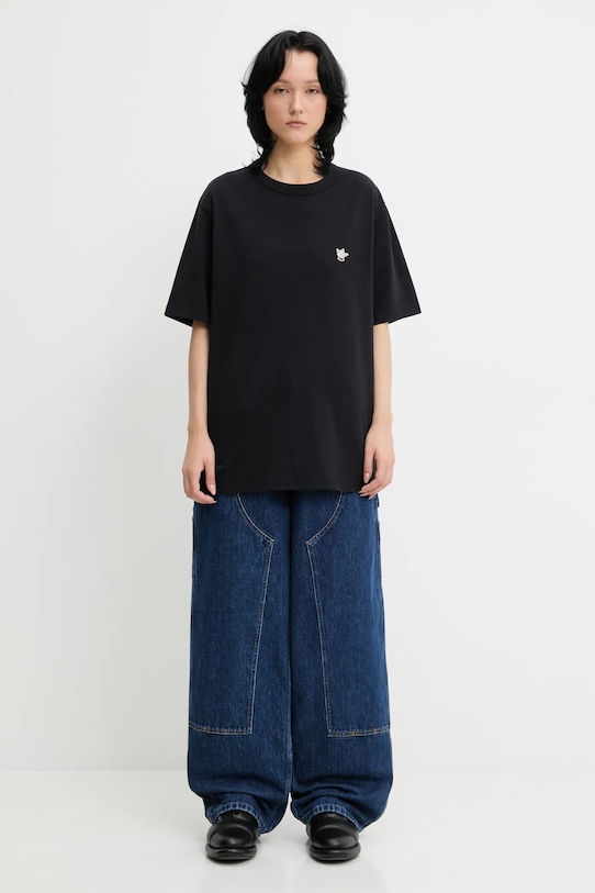 Café Kitsuné t-shirt bawełniany Barista Fox Patch Relax CKNU00102KJ7014