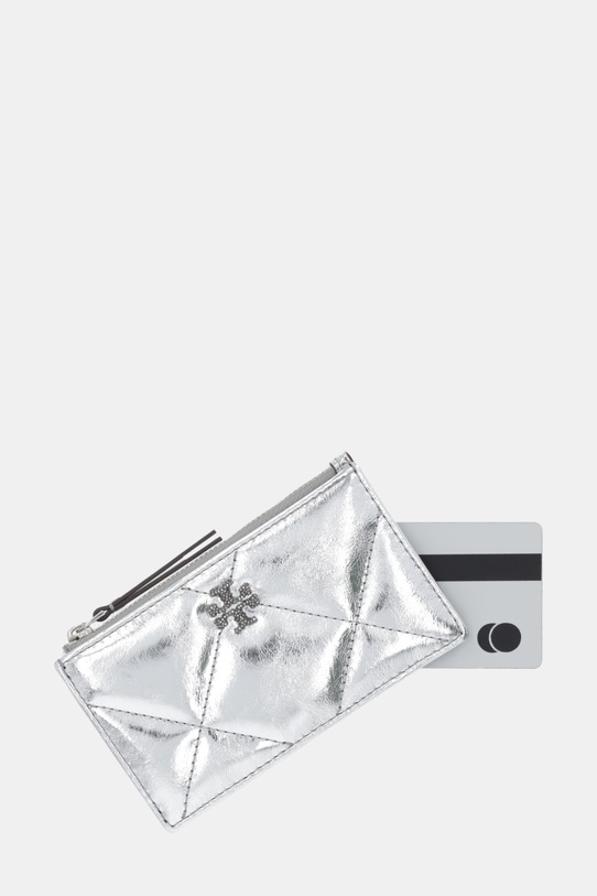 Akcesoria Tory Burch portfel skórzany Kira Diamond 175012.040 srebrny