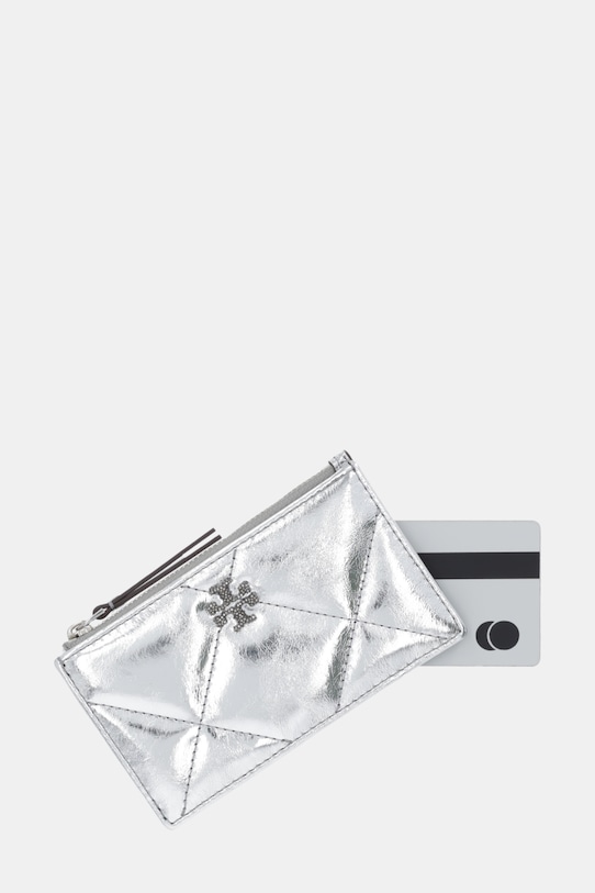 Akcesoria Tory Burch portfel skórzany Kira Diamond 175012.040 srebrny