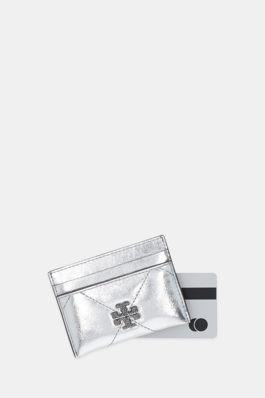 Akcesoria Tory Burch etui na karty skórzane Kira Diamond 175016.040 srebrny