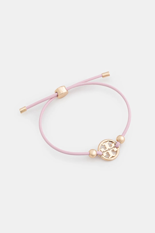 Tory Burch bransoletka skórzana Miller Slider pozłacane różowy 144706.705