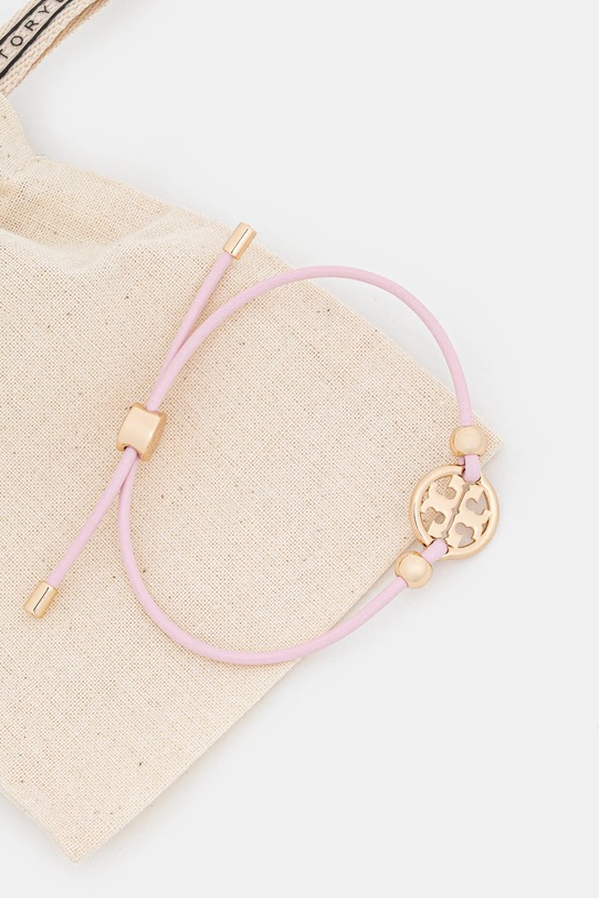 Akcesoria Tory Burch bransoletka skórzana Miller Slider 144706.705 różowy