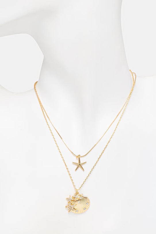 Doplnky Aldo náhrdelník dámsky kovový so zirkónom SEACHARMSIE 2-pak SEACHARMSIE.972 zlatá