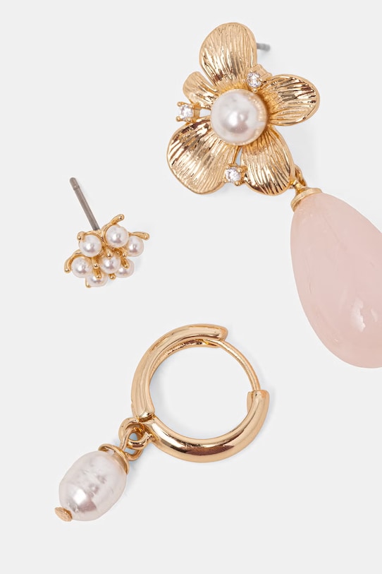 Aldo náušnice dámske kovové so zirkónom LYLIAH 3-pak LYLIAH.680 zlatá