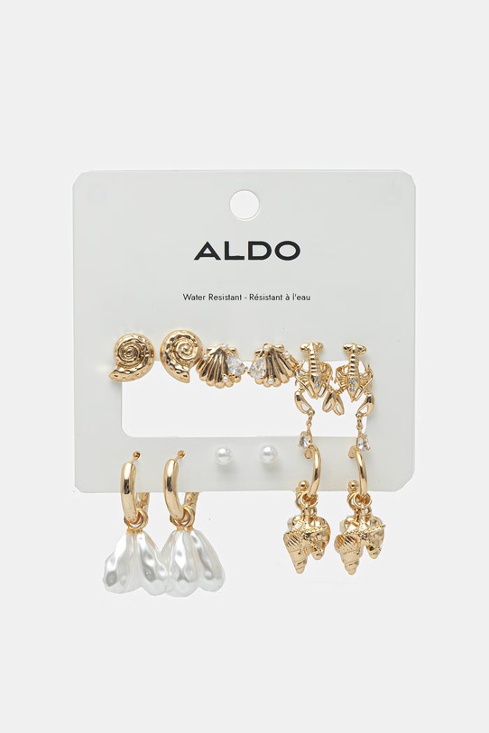 Aldo sada dámských kovových náušnic SHELLBELLE 6-pack zlatá SHELLBELLE.102