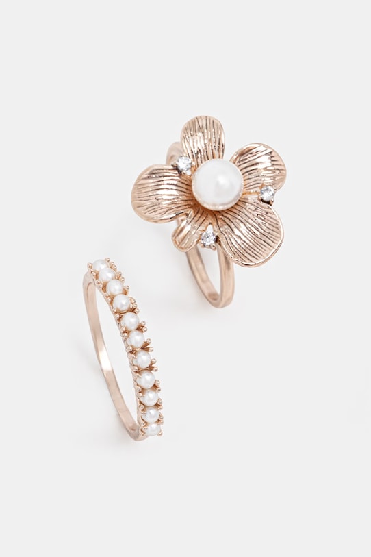 Aldo sada dámskych kovových prsteňov so zirkónom MARIVIE 2-pak zlatá MARIVIE.102