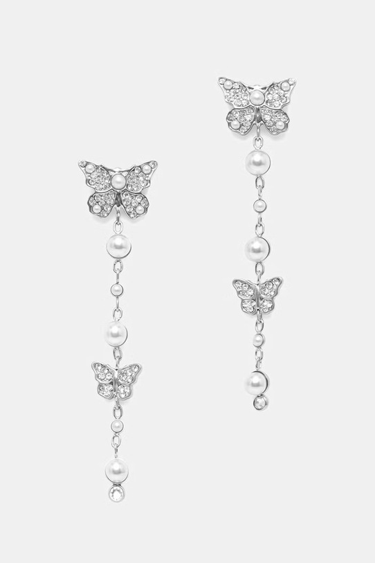 Guess kolczyki damskie ze stali nierdzewnej BORBOLETA srebrny JUBE06.128JW