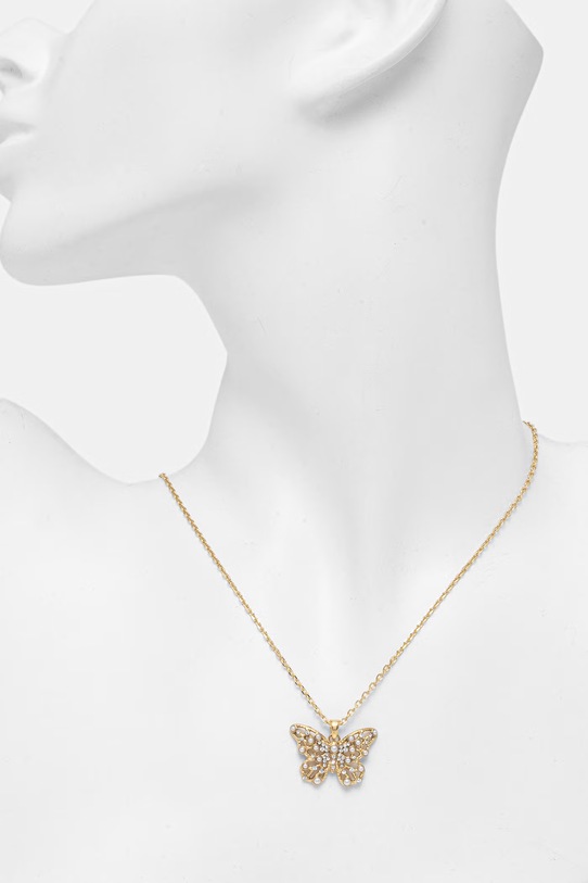 Akcesoria Guess naszyjnik z zawieszką damski ze stali nierdzewnej BORBOLETA JUBN06.119JW złoty