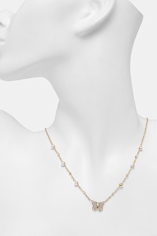 Akcesoria Guess naszyjnik damski ze stali nierdzewnej BORBOLETA JUBN06.125JW złoty