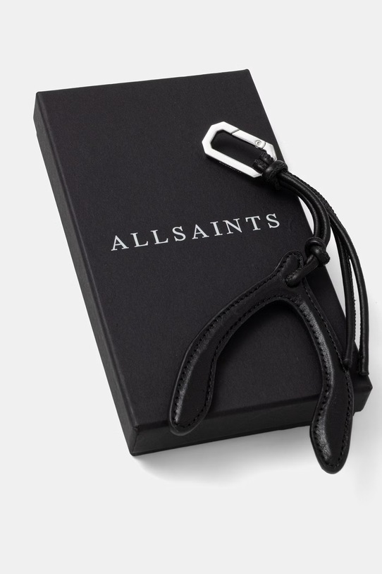 Akcesoria AllSaints brelok skórzany WISHBONE W129XE czarny