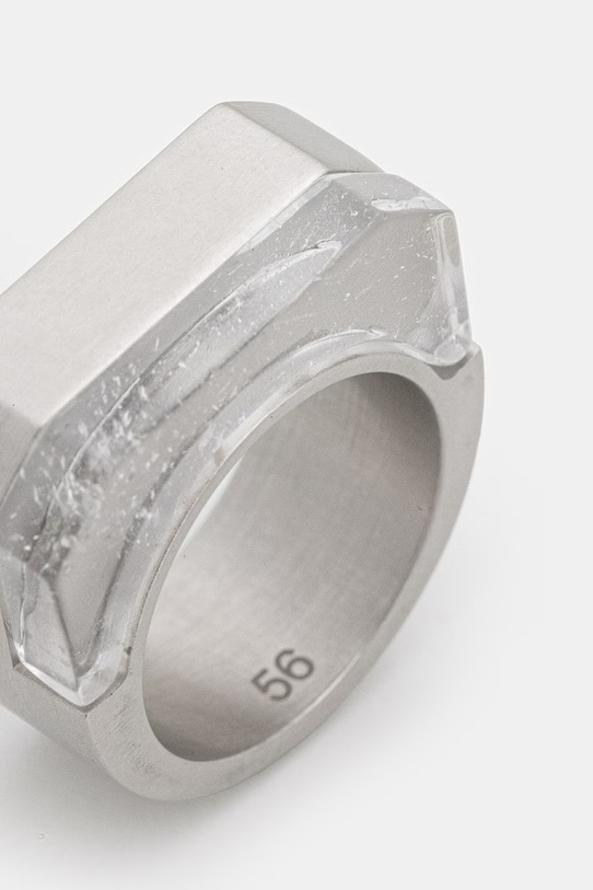 Rick Owens DRKSHDW Double Crystal Hollywood pierścionek z kamieniem naturalnym damski RJ0000125.MMTES2 srebrny SS26