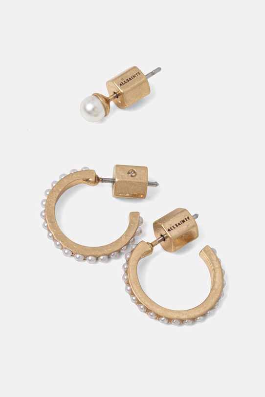 Akcesoria AllSaints kolczyki damskie metalowe 2-pack 37570107BRS126 złoty