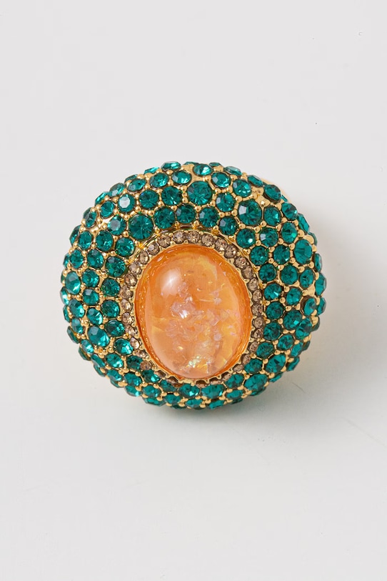 Kurt Geiger London pierścionek damski metalowy 5625089429 zielony SS26