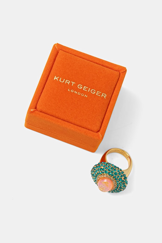 Akcesoria Kurt Geiger London pierścionek damski metalowy 5625089429 zielony