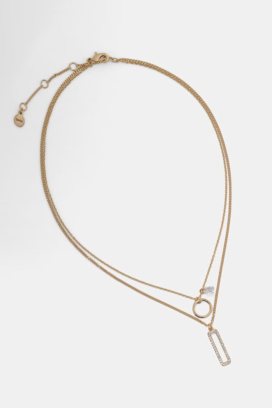 DKNY naszyjnik z zawieszką damski metalowy złoty 04N00347