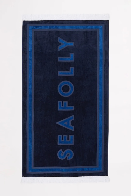 Seafolly asciugamano grande in cotone Summer Solstice blu navy 71896.TL