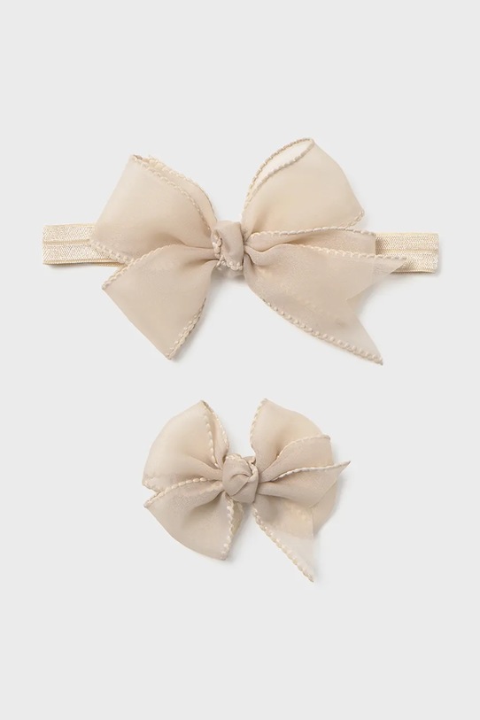 Κορδέλα και κλιπ μαλλιών για παιδιά Mayoral Newborn μπεζ 9079.2P.Newborn.PPY2