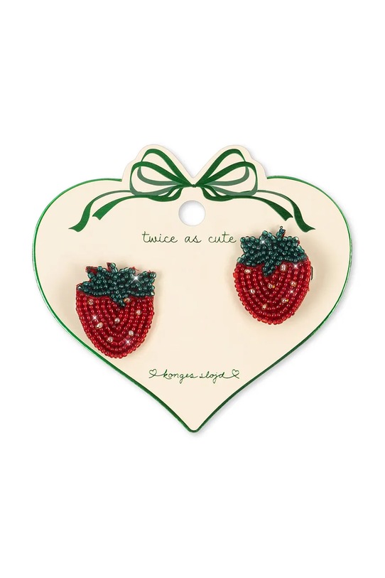 Konges Sløjd spinki do włosów dziecięce 2 PACK STRAWBERRY BEADED HAIR CLIP 2-pack czerwony KS103650.PPY2