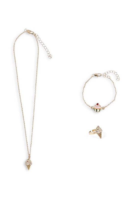 Dziewczynka Konges Sløjd komplet biżuterii dziecięcej SWEET JEWELRY SET 3-pack KS105093.PPY2 złoty