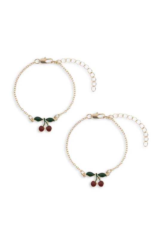 Konges Sløjd bransoletka dziecięca 2 PACK CHERRY BESTIE BRACELETS 2-pack złoty KS102881.PPY2