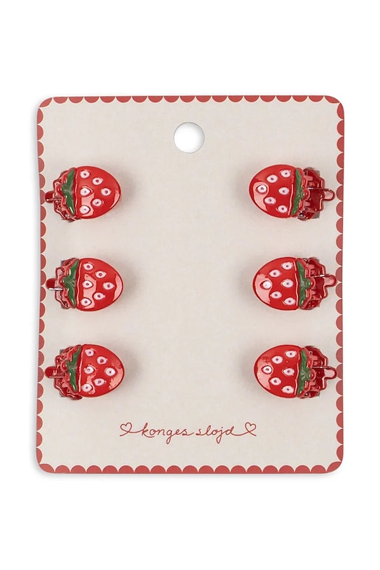 Konges Sløjd spinki do włosów dziecięce 6 PACK MINI FRAISE HAIR CLAWS 6-pack czerwony KS104619.PPY2