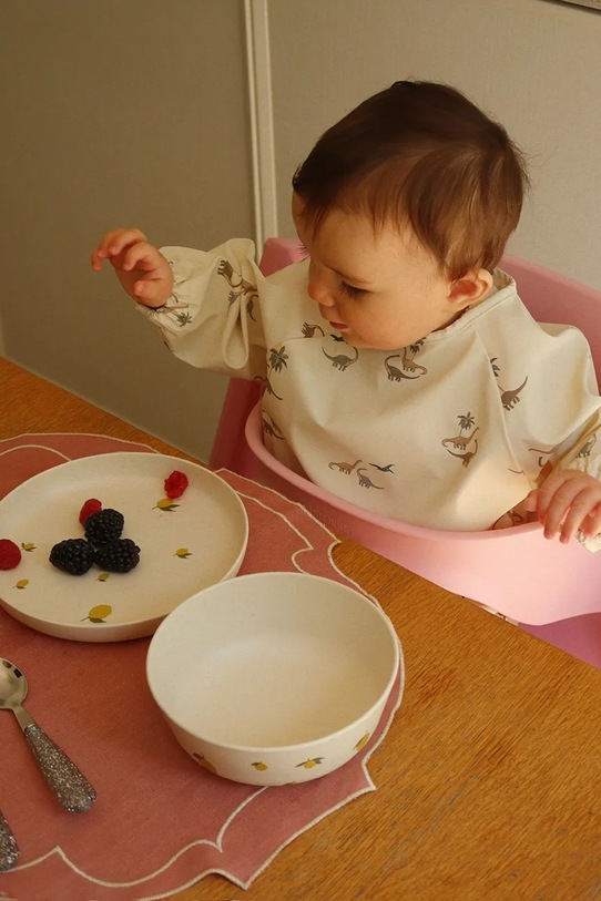 Βρεφική σαλιάρα Konges Sløjd 2 PACK DINNER BIB WITH SLEEVES 2-pack πράσινο KS104583.PPY2