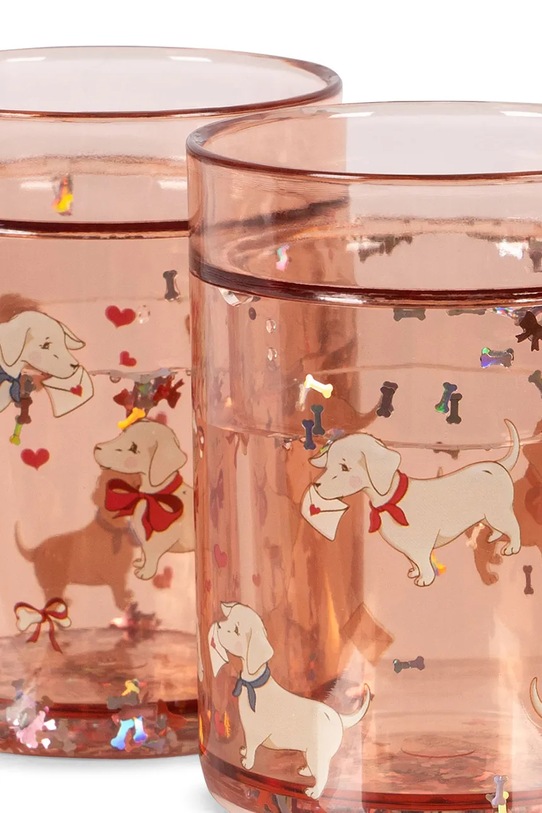 Konges Sløjd kubek dziecięcy 2 PACK GLITTER CUPS 2-pack KS104588.PPY2 pomarańczowy SS26