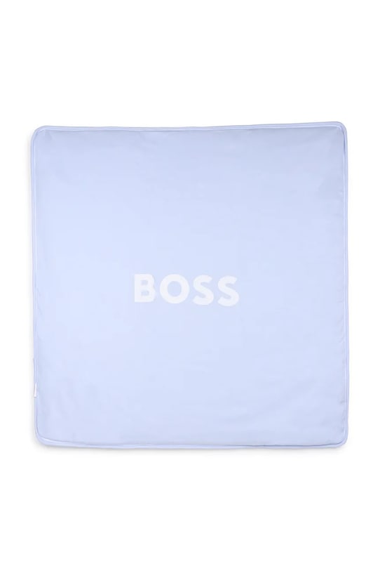 Bombažna odeja za dojenčka BOSS J53093 modra SS26