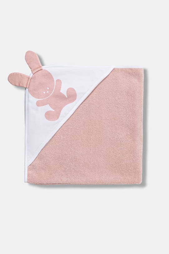 United Colors of Benetton ręcznik z kapturem dziecięcy bawełniany 64QHR8003.W.Stagionale różowy SS26