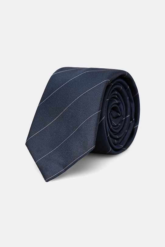 Calvin Klein krawat z dodatkiem jedwabiu granatowy CK2111E003