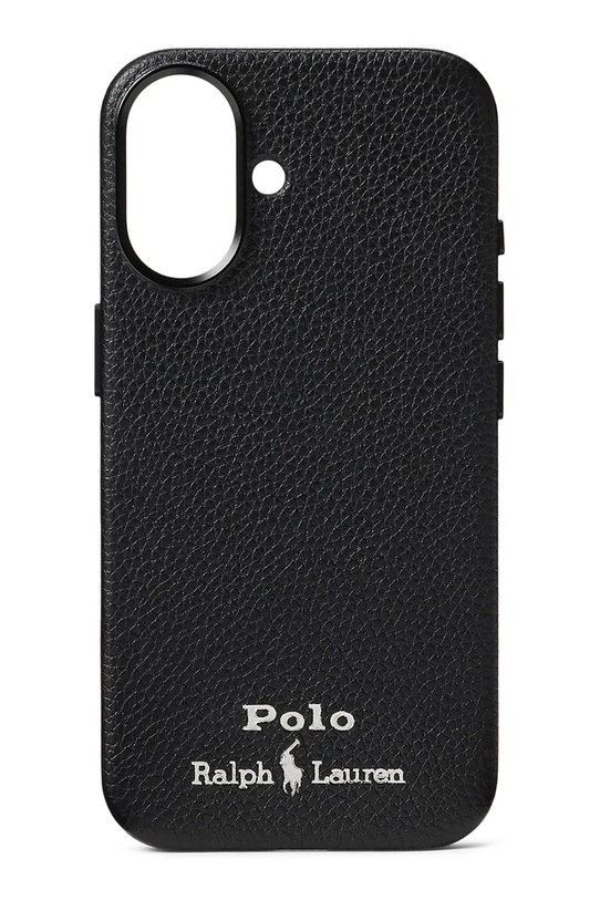 Kožené puzdro na mobil Polo Ralph Lauren iPhone 16 nášivka čierna 405P17551