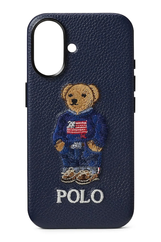 Polo Ralph Lauren etui skórzane na telefon iPhone 16 na telefon granatowy 405P17560