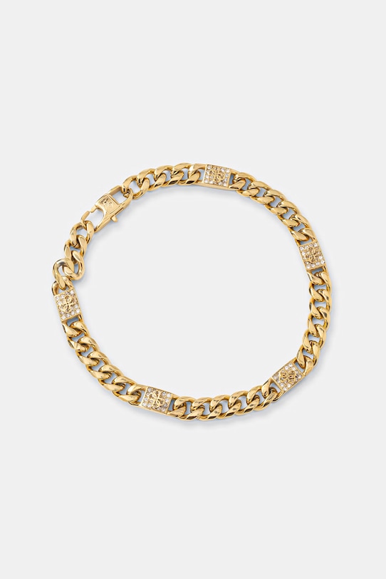 Guess bransoletka męska ze stali nierdzewnej 4G FRONTIERS złoty JUMB06.027JW