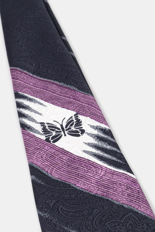 Needles krawat jedwabny SX063 granatowy SS26