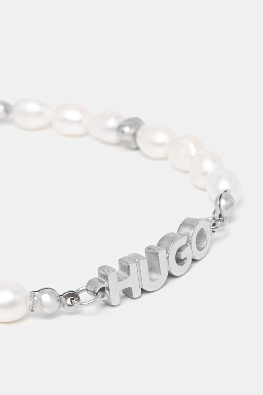 HUGO náramok pánsky perleťový E-SHELLBEADS2-BRA 50552604 strieborná SS26