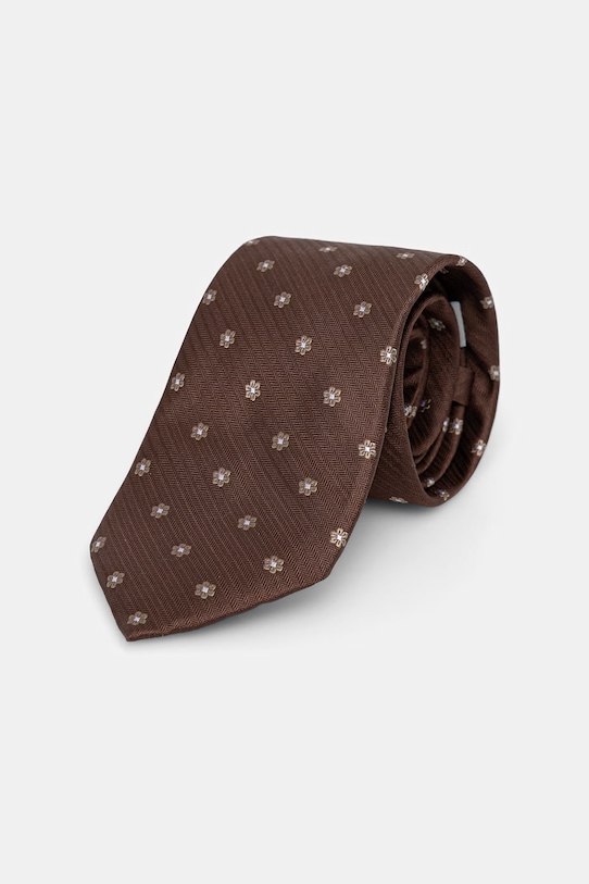 Michael Kors krawat męski jedwabny brązowy MK0DT00224