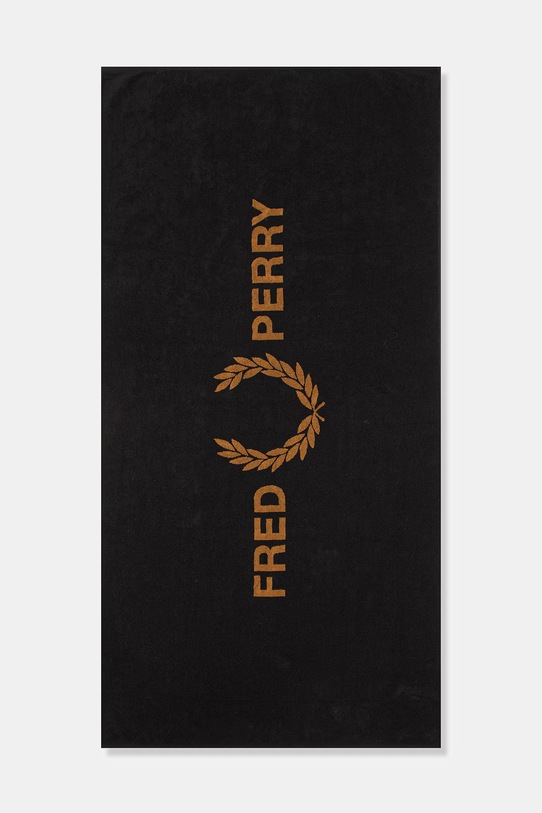 Fred Perry ręcznik plażowy bawełniany czarny MS7705